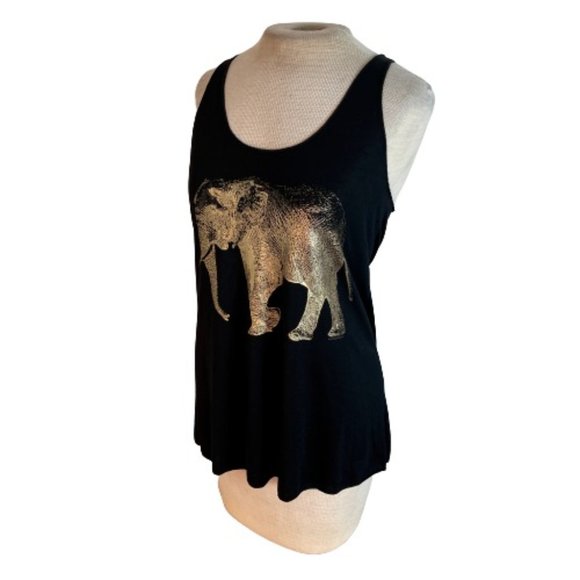 Bear Dance Tops - Bear Dance Elephant Tank Top Black Gold M Medium